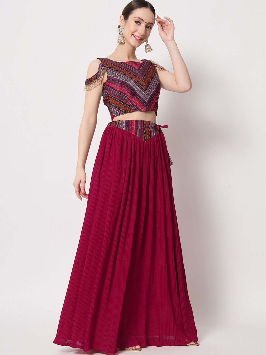 

Exclusiva Printed Semi-Stitched Lehenga & Unstitched Blouse With Dupatta, Pink