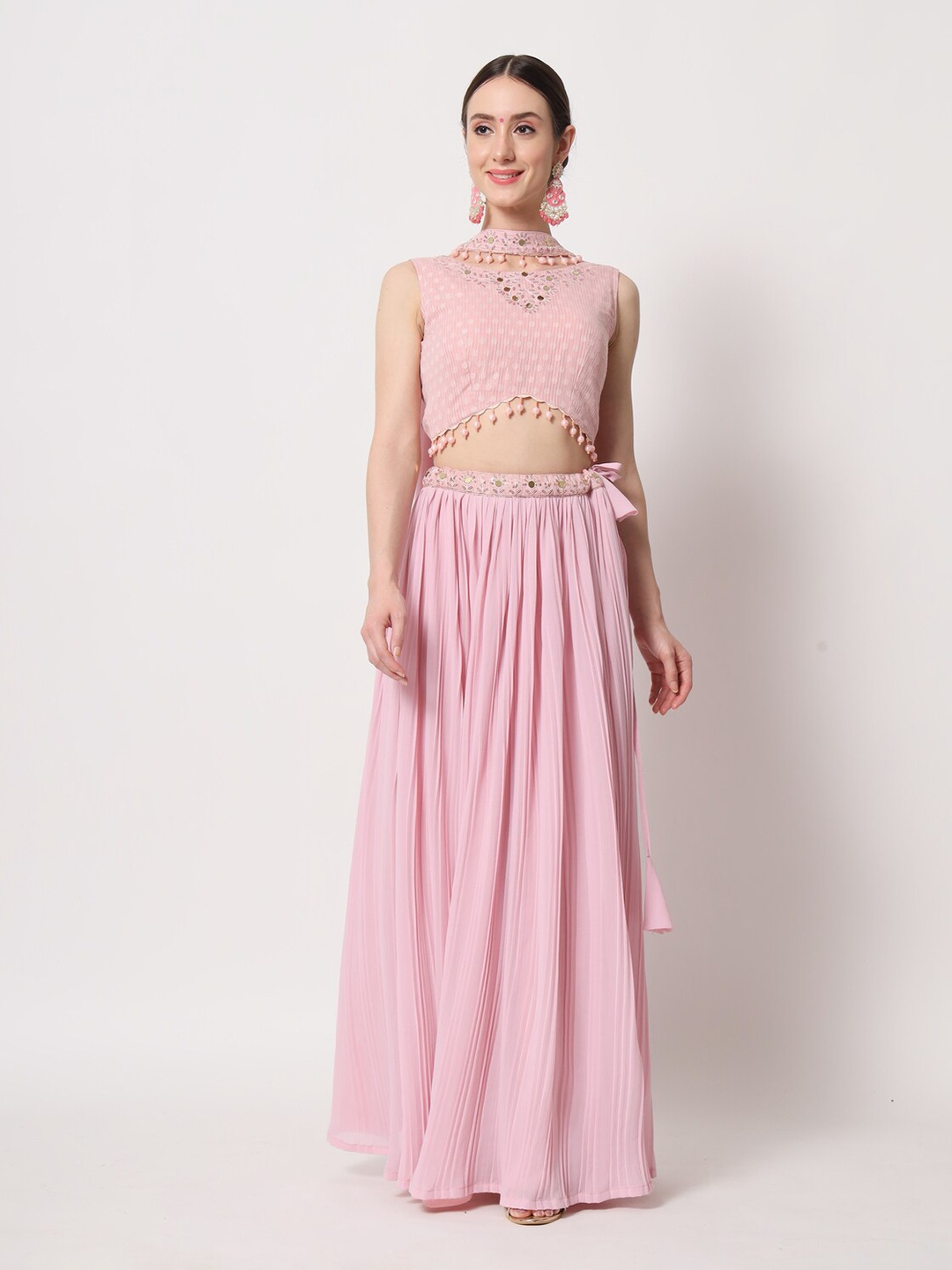 

Exclusiva Embellished Semi-Stitched Lehenga & Unstitched Blouse With Dupatta, Pink