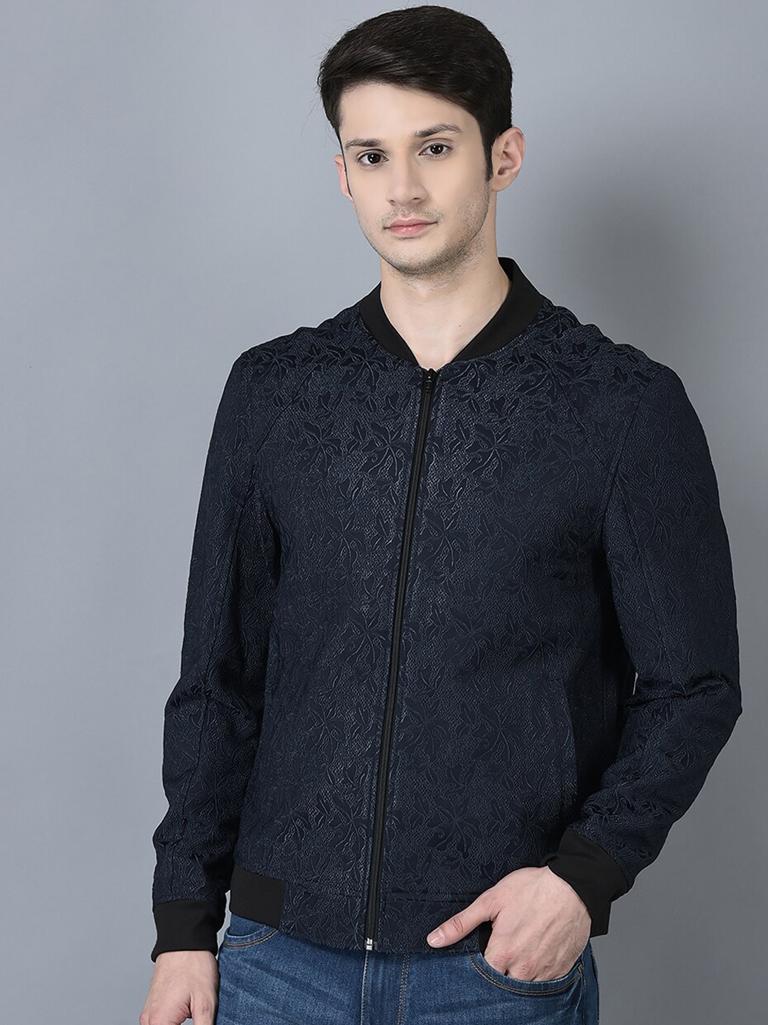 

CANOE Self Design Lightweight Bomber Jacket, Navy blue