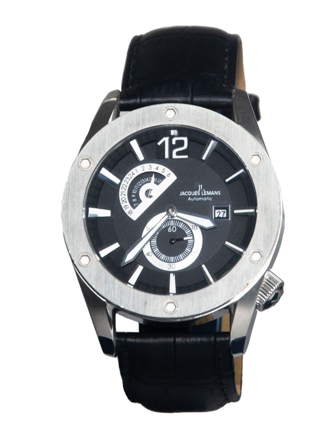 

Jacques Lemans Men Dial & Leather Straps Analogue Chronograph Watch 1-1765A, Black