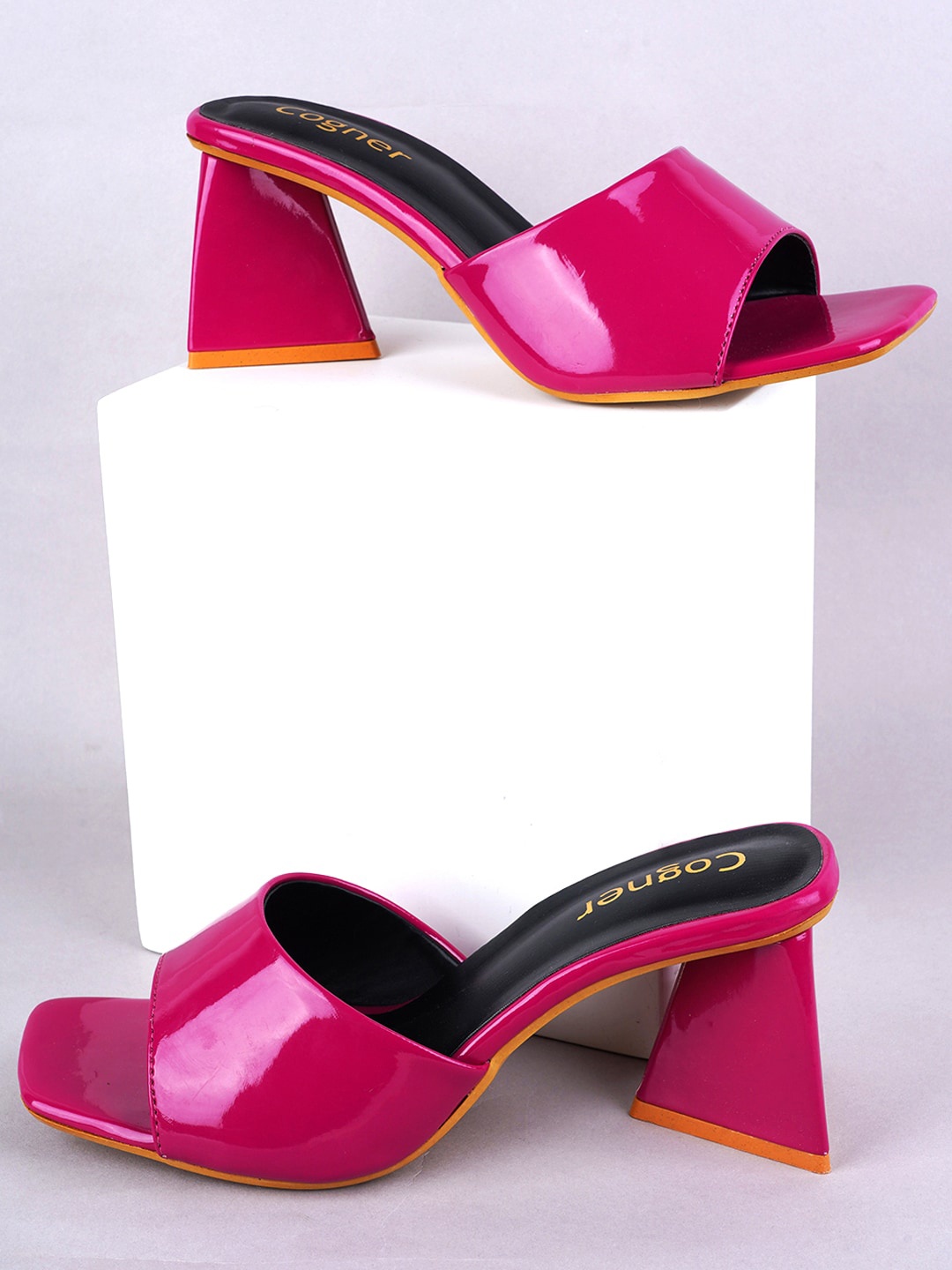 

Cogner Open Toe Block Heels, Pink