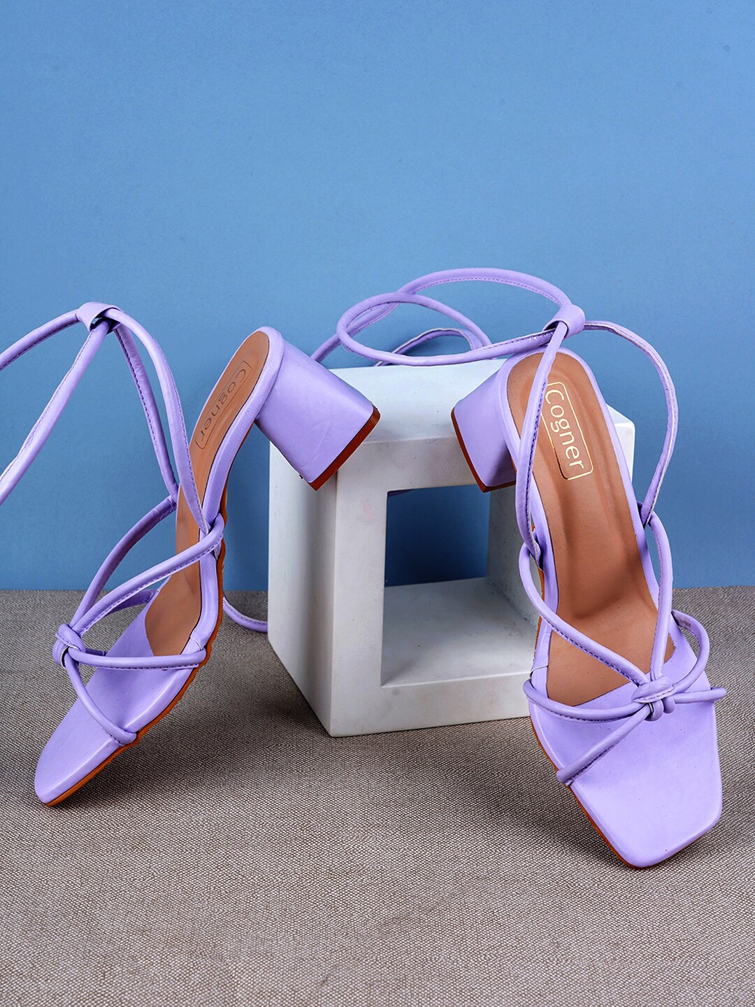 

Cogner Open Toe Block Gladiators, Purple