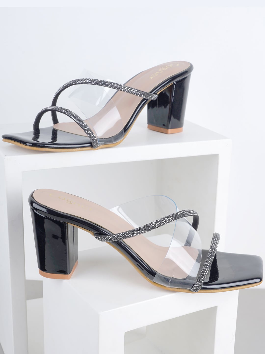 

Cogner Embellished Block Heels, Black