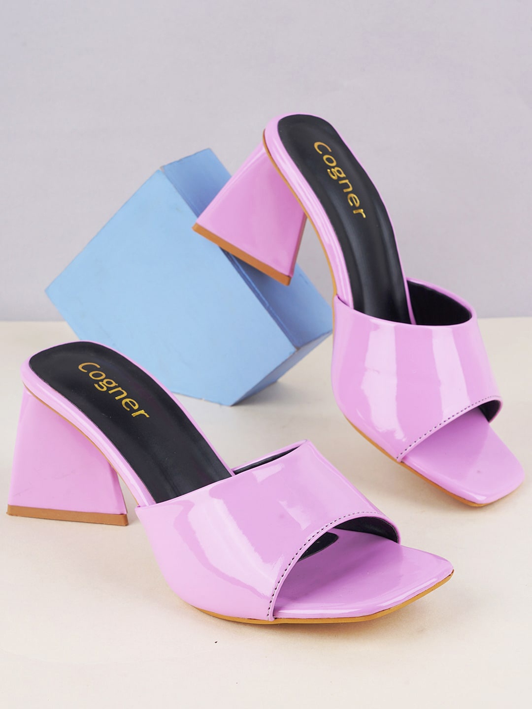

Cogner Open Toe Block Heels, Purple