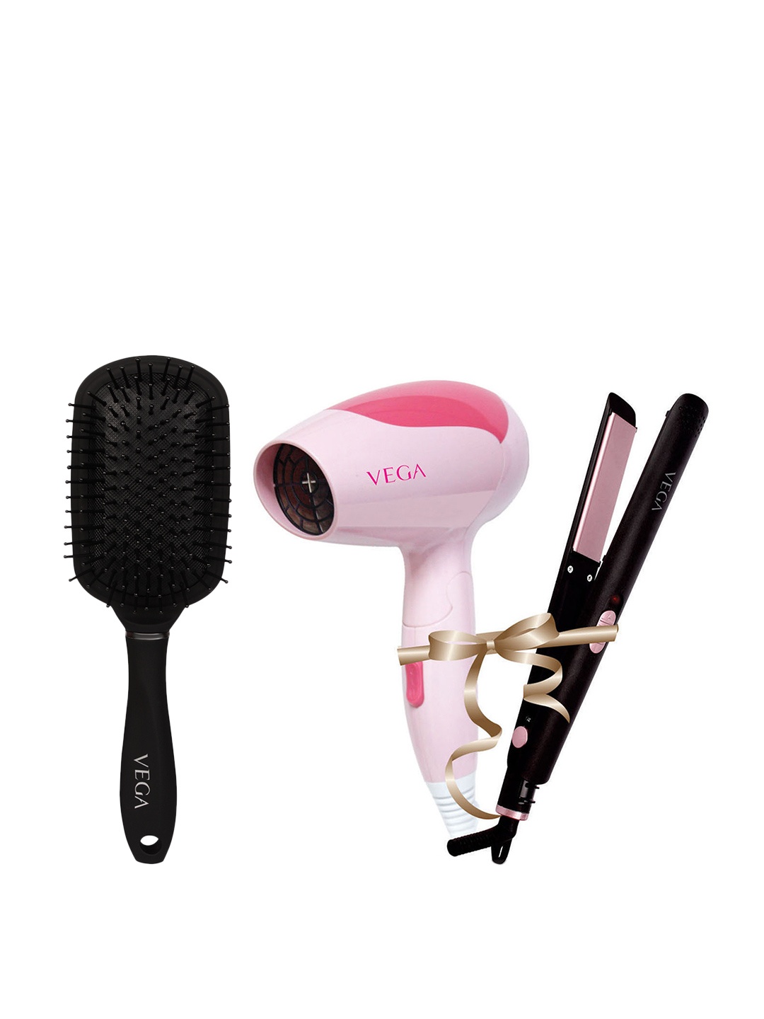 

VEGA Hair Styling Kit - Hair Dryer + Hair Straightener + Paddle Hair Brush, Pink