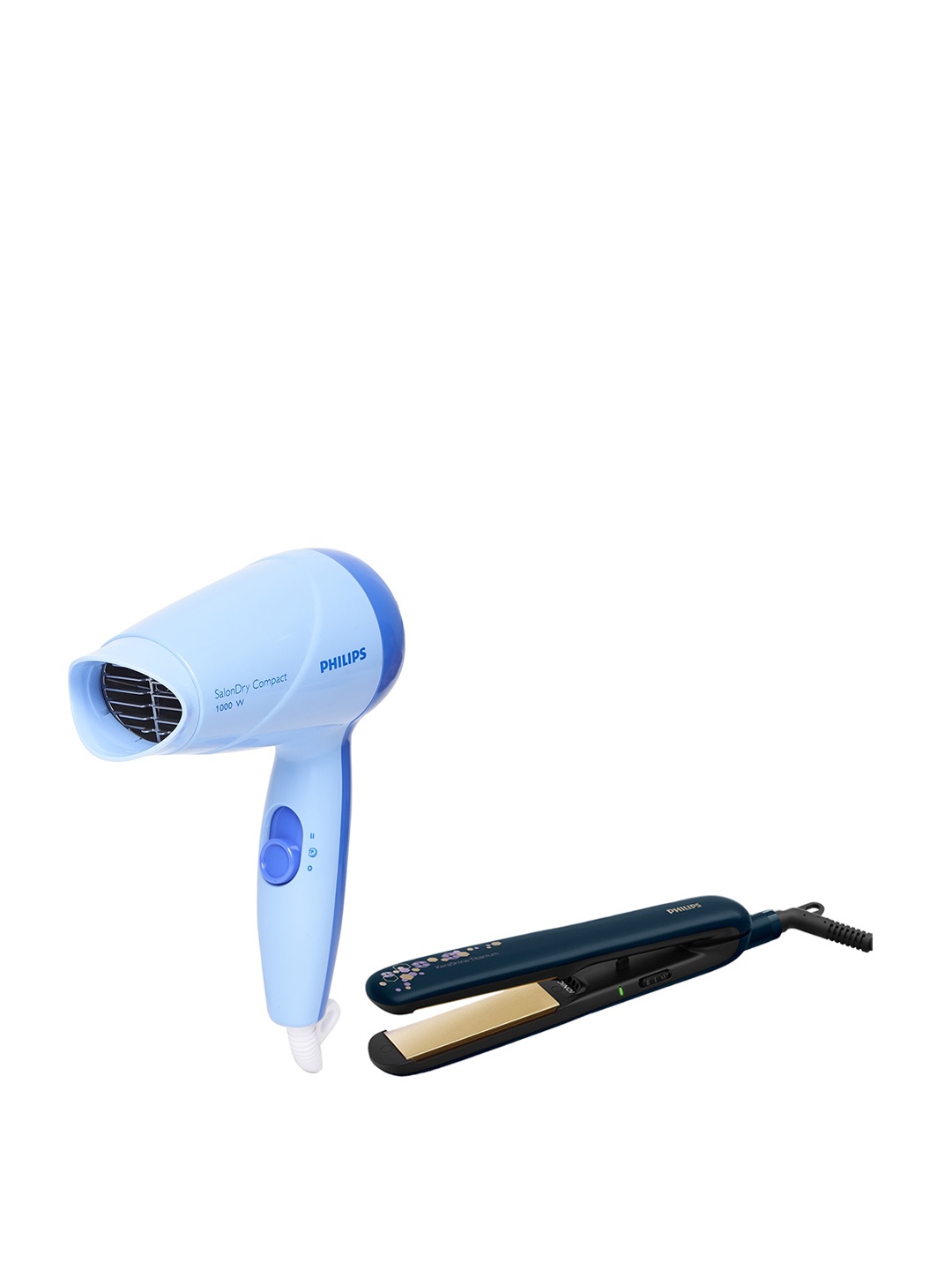 

Philips Set of HP8100/60 SalonDry Hair Dryer & HS397/40 Kerashine Straightener, Blue