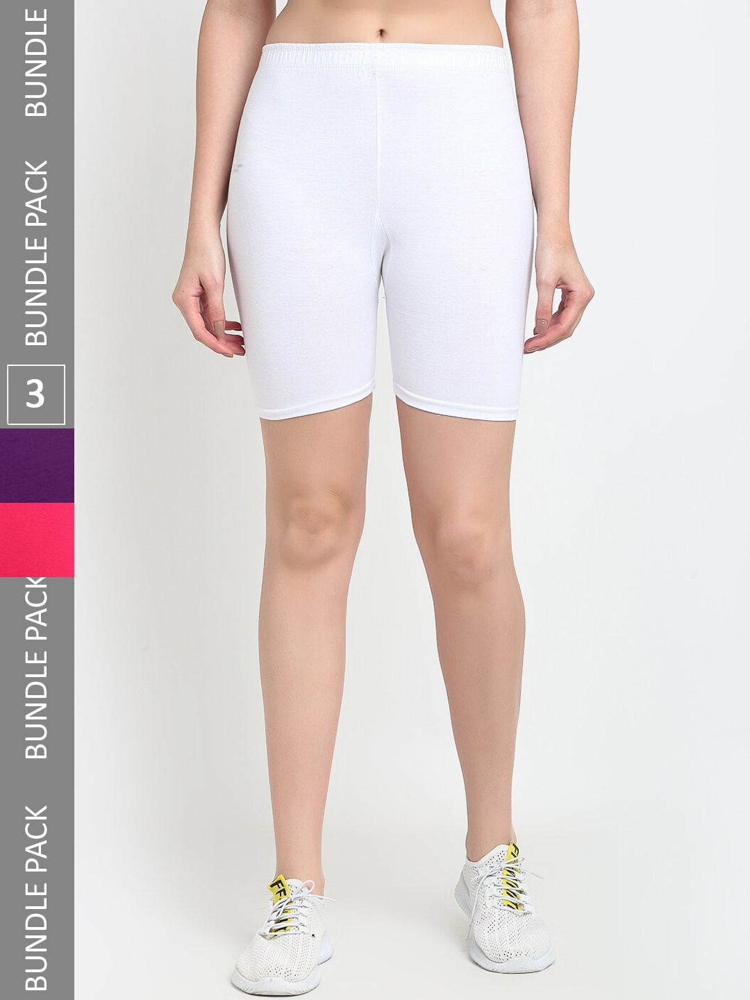 

Jinfo Women Pack of 3 Cotton Sports Shorts, White