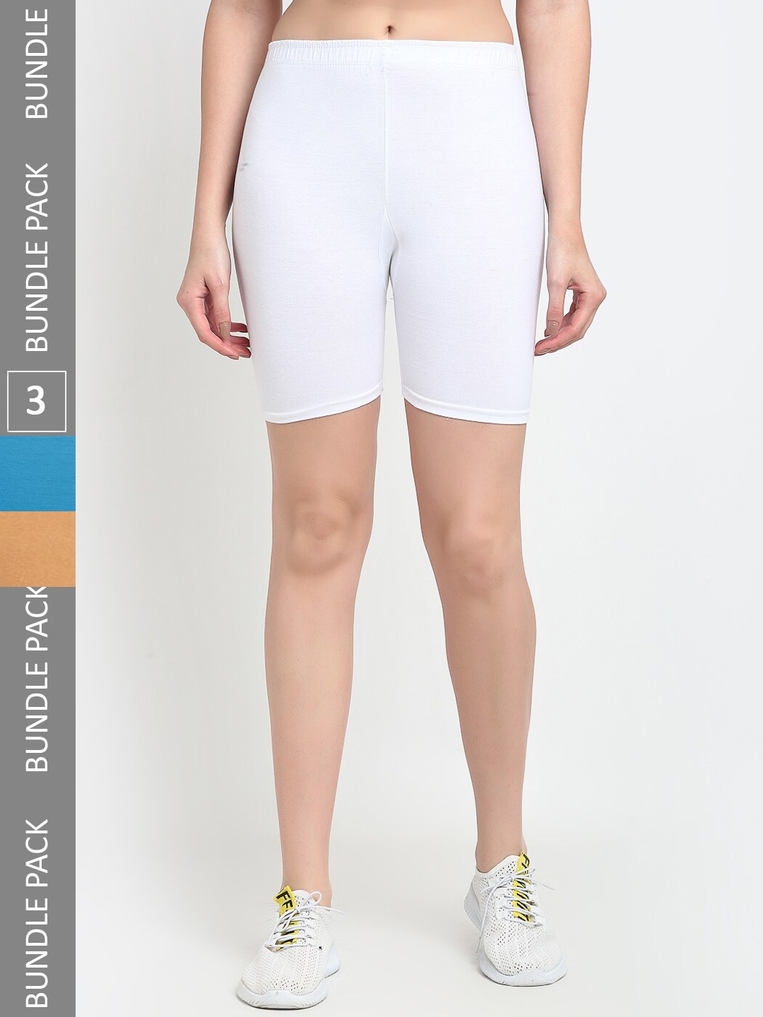 

Jinfo Women Pack of 3 Cotton Sports Shorts, White
