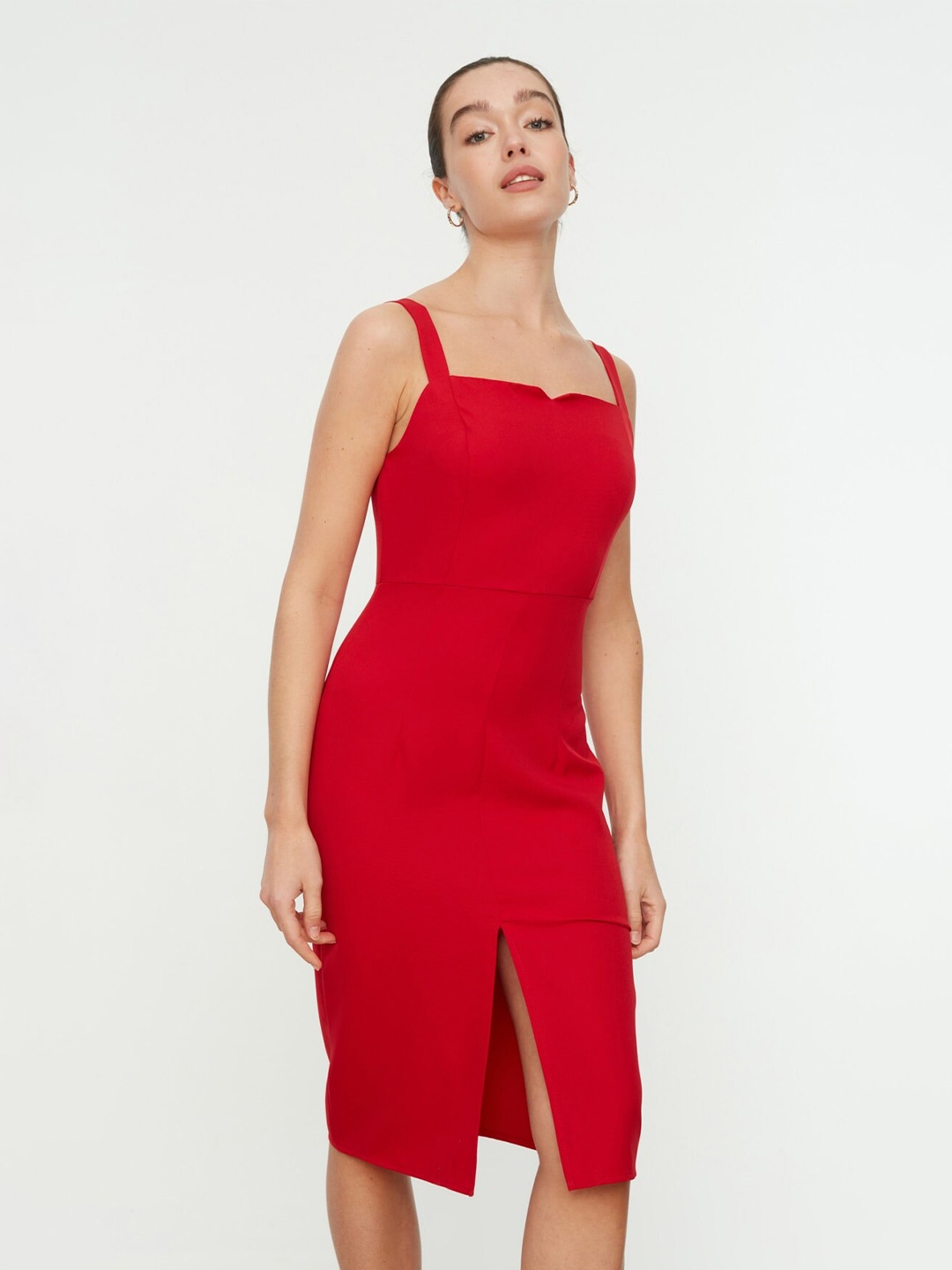 

Trendyol Shoulder Strap Sheath Dress, Red