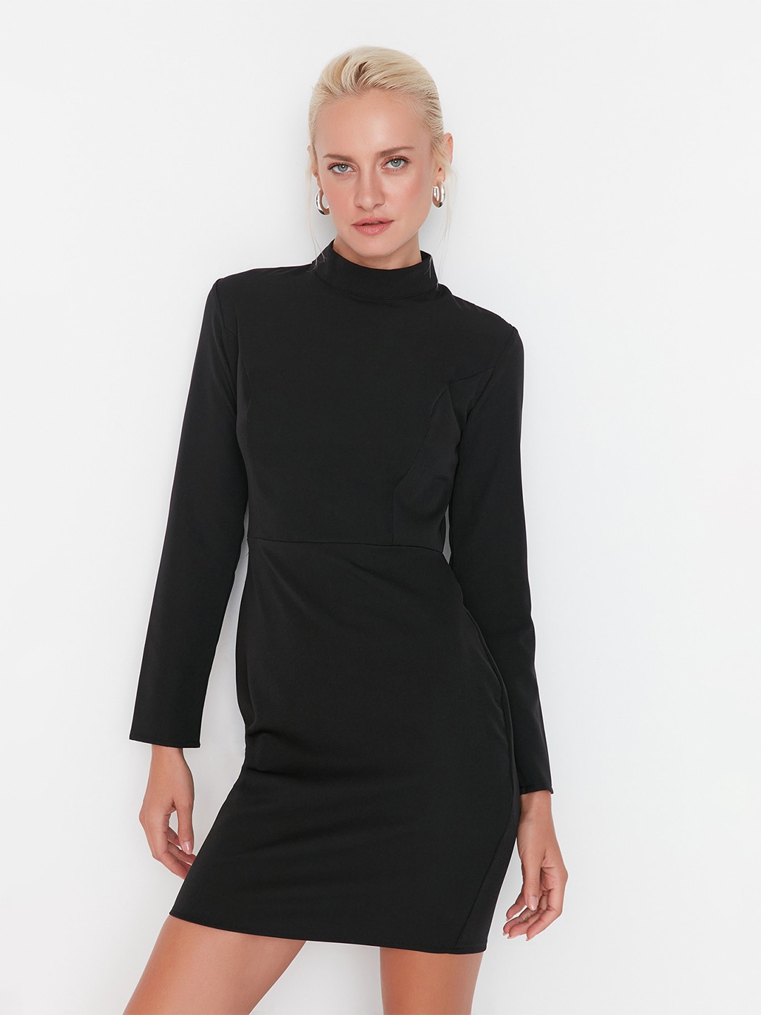 

Trendyol Mock Neck Sheath Mini Dress, Black