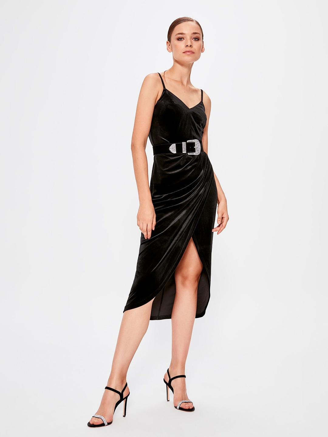 

Trendyol Shoulder Straps Tulip Sheath Dress, Black