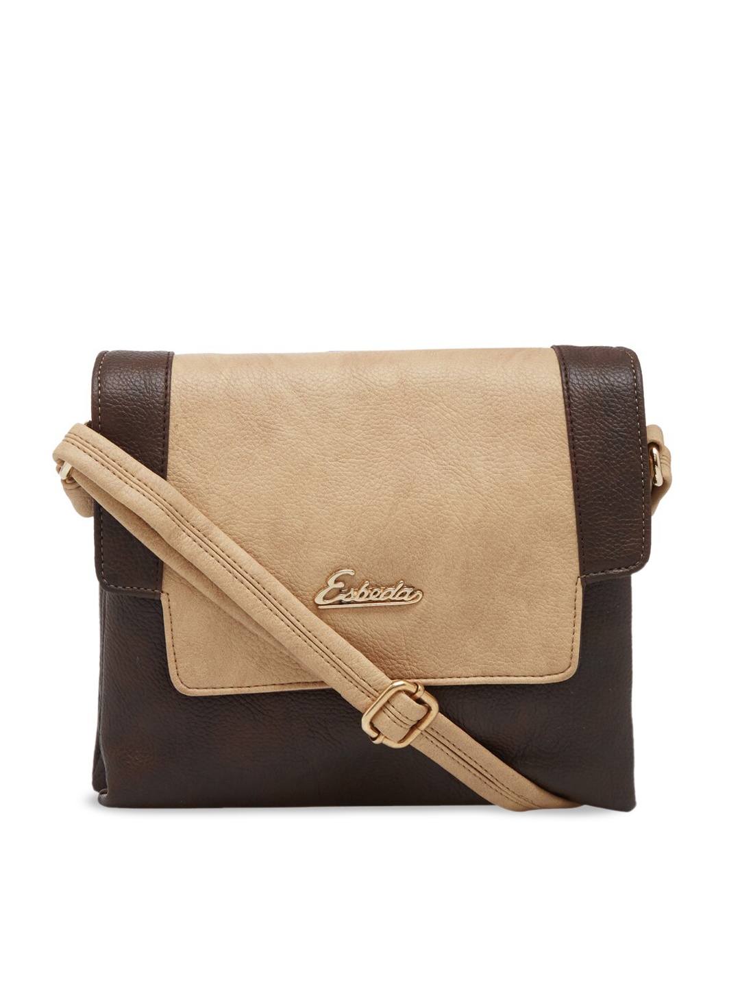 

ESBEDA Colourblocked Structured Sling Bag, Brown