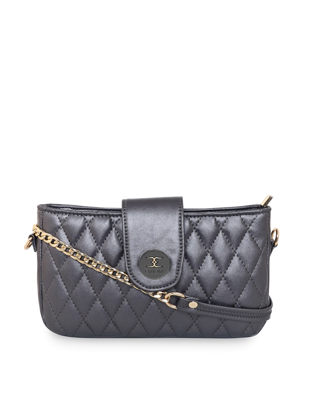 

ESBEDA Quilted Textured Structured Sling Bag, Grey