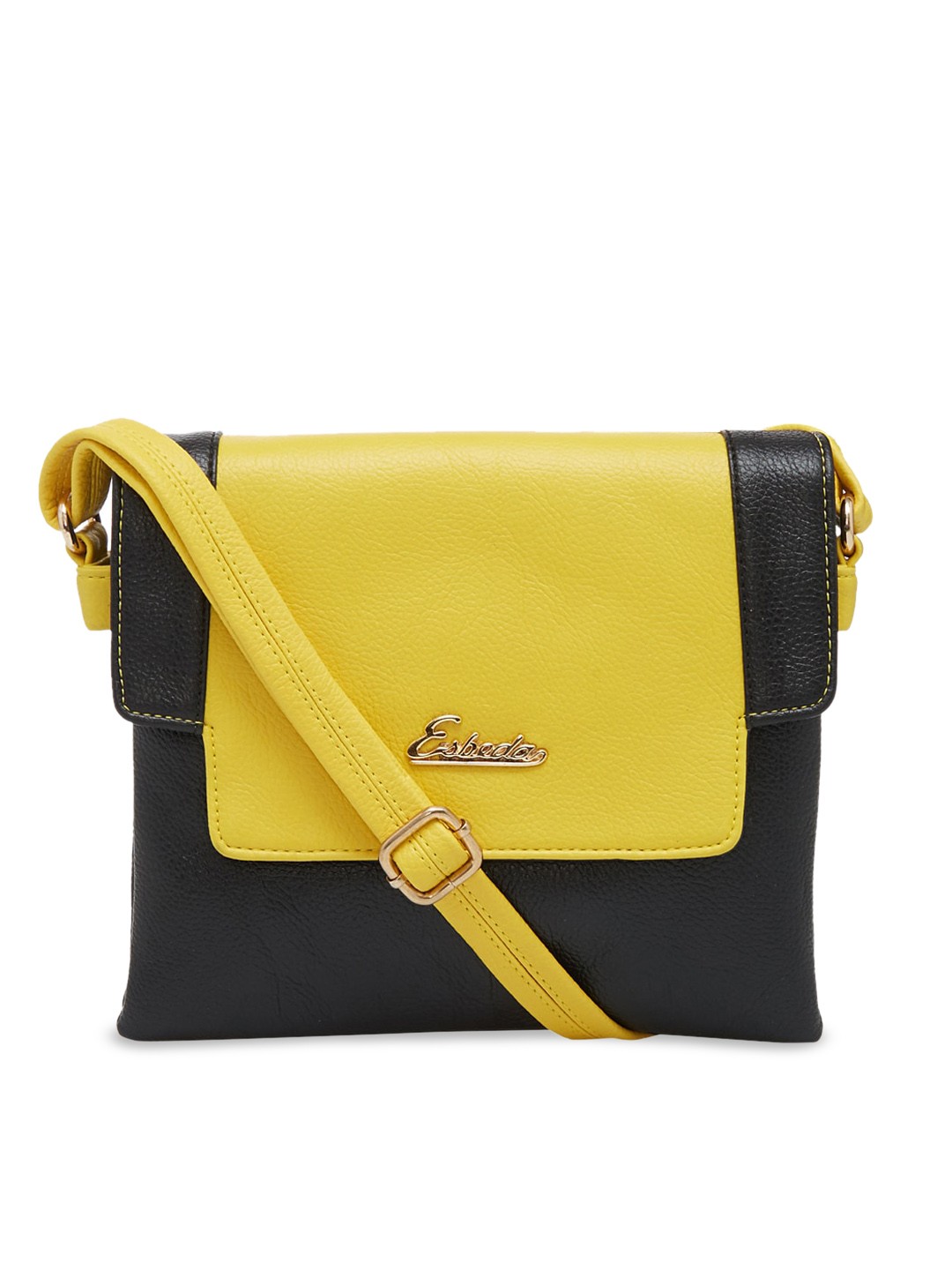 

ESBEDA Colourblocked Structured Sling Bag, Black