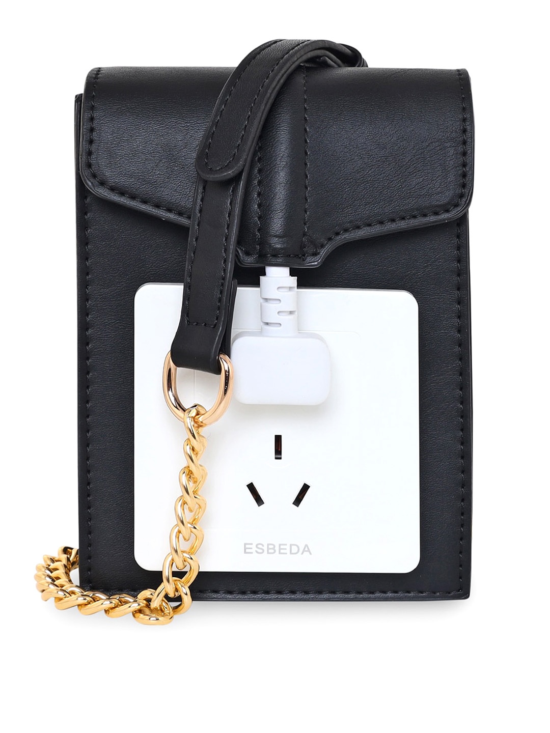 

ESBEDA Colourblocked Switch Fitting Structured Sling Bag, Black