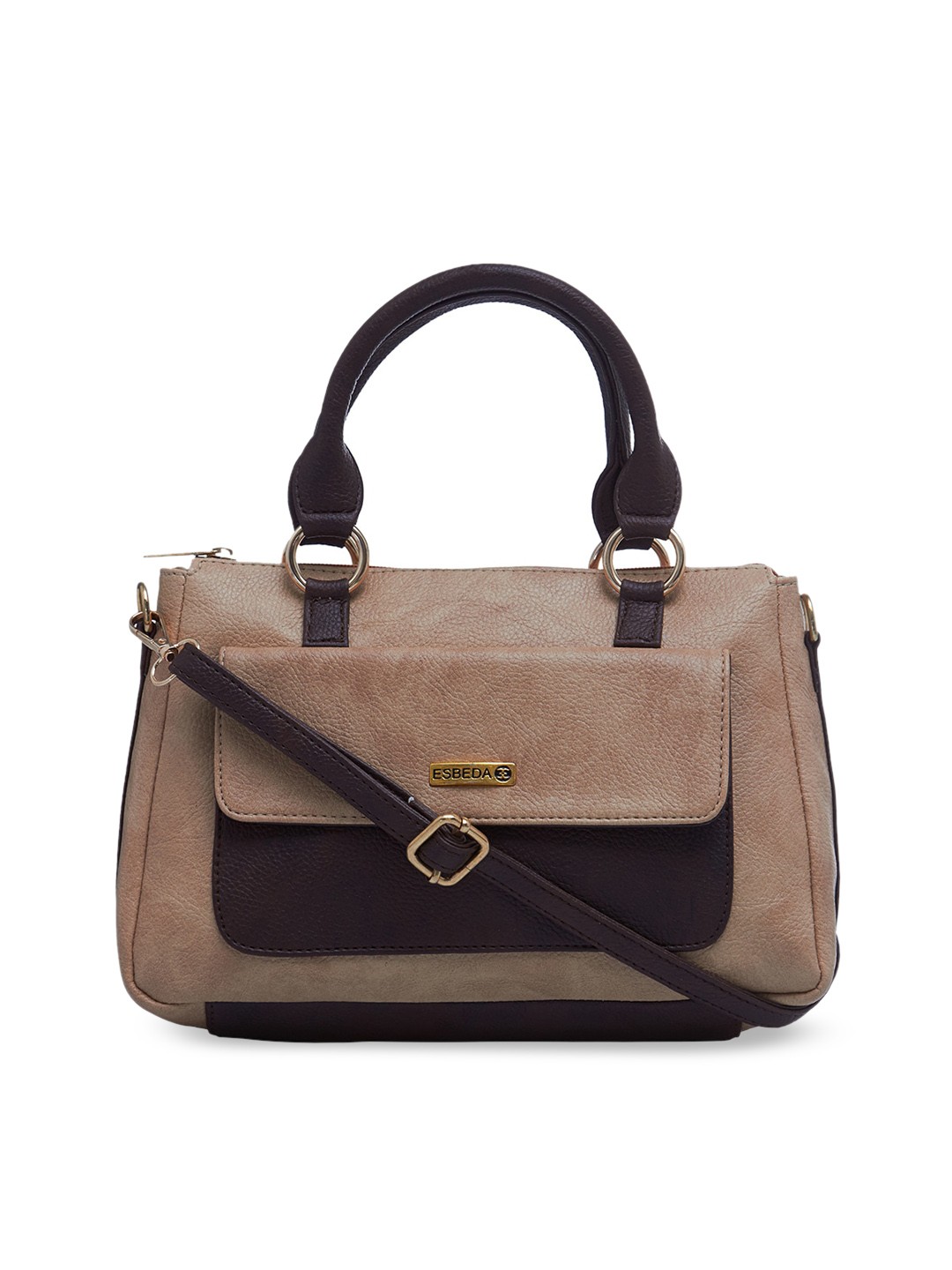 

ESBEDA Colourblocked Structured Handheld Bag, Beige