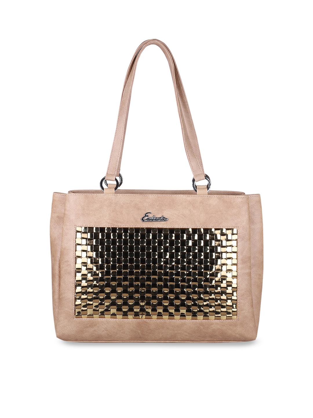 

ESBEDA Textured Structured Shoulder Bag With Embellished, Beige