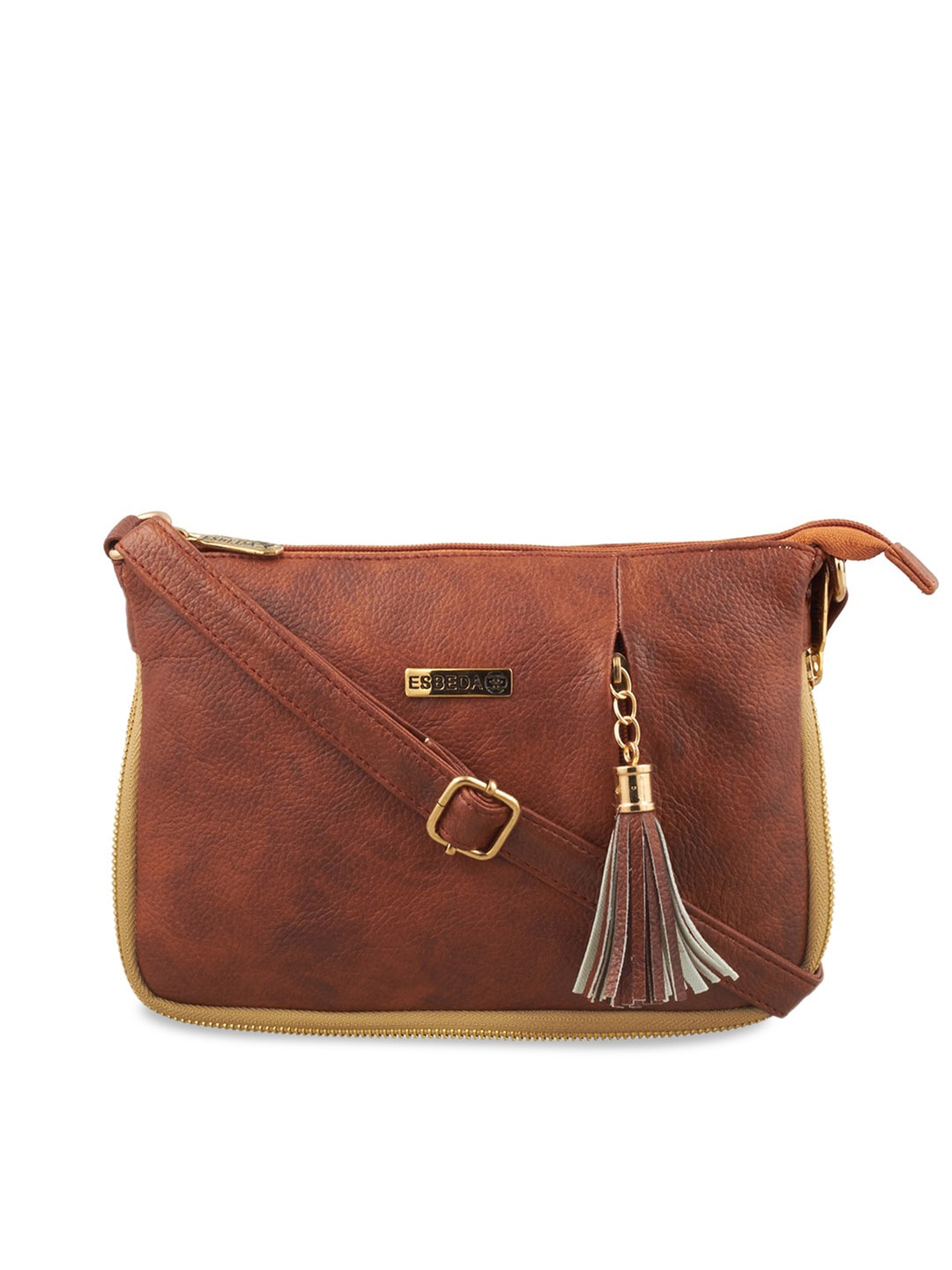 

ESBEDA Structured Sling Bag With Tasselled, Tan