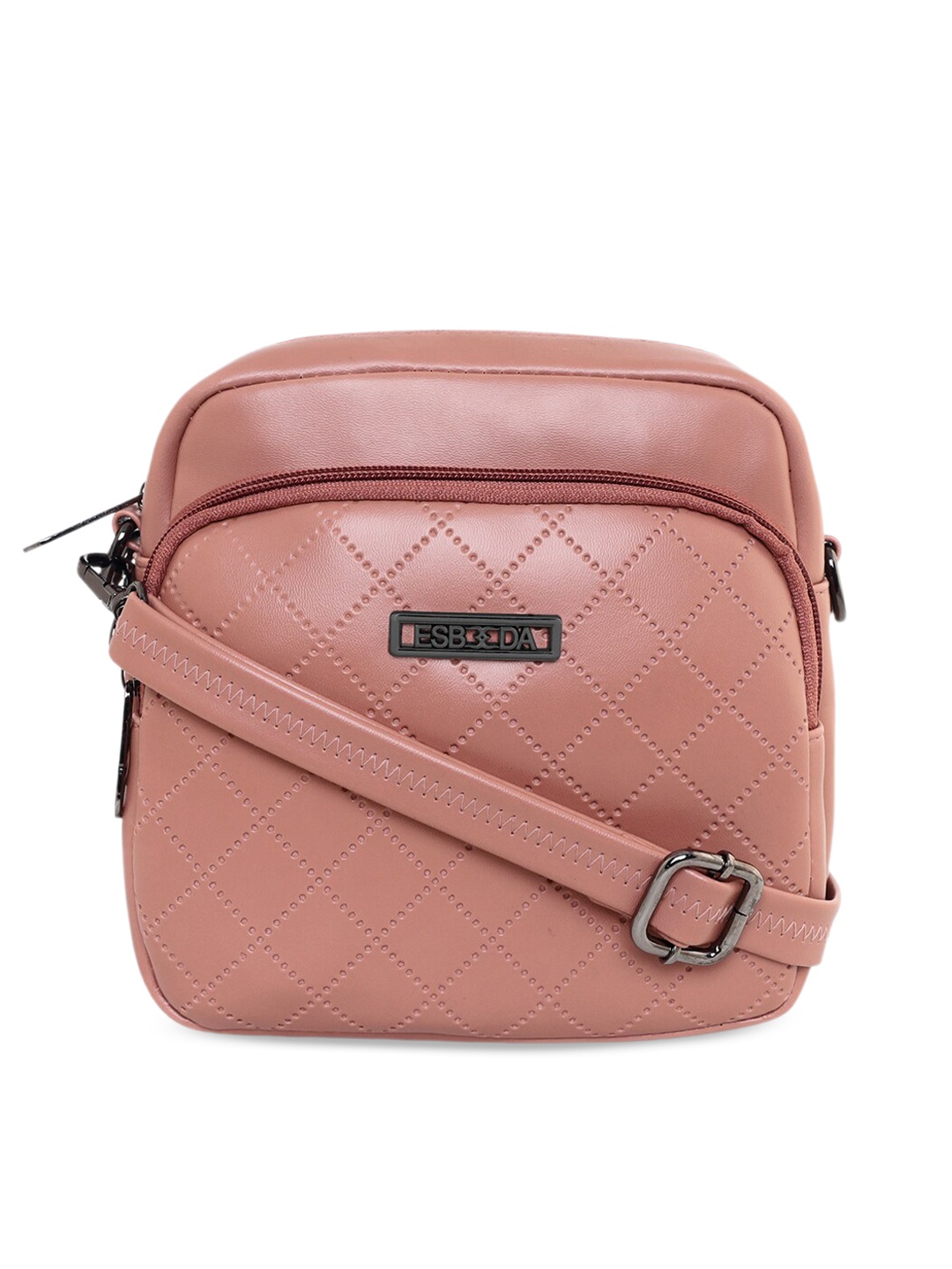 

ESBEDA Textured PU Structured Sling Bag with Quilted, Peach