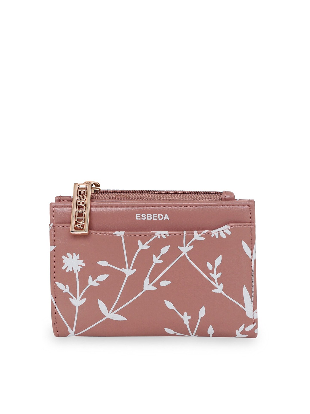 

ESBEDA Women Floral Printed Two Fold Wallet, Peach