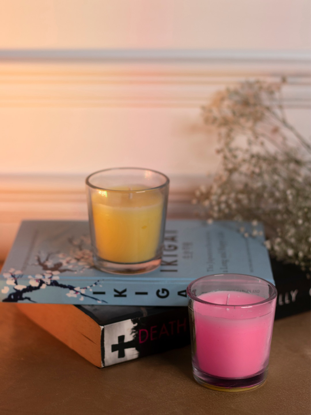 

Dhrohar Yellow & Pink 2 PC Rose Votive Candles