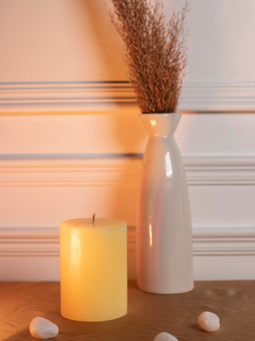 

Dhrohar Yellow Scented Arabian Mystique Coffee Ivory Pillar Candle
