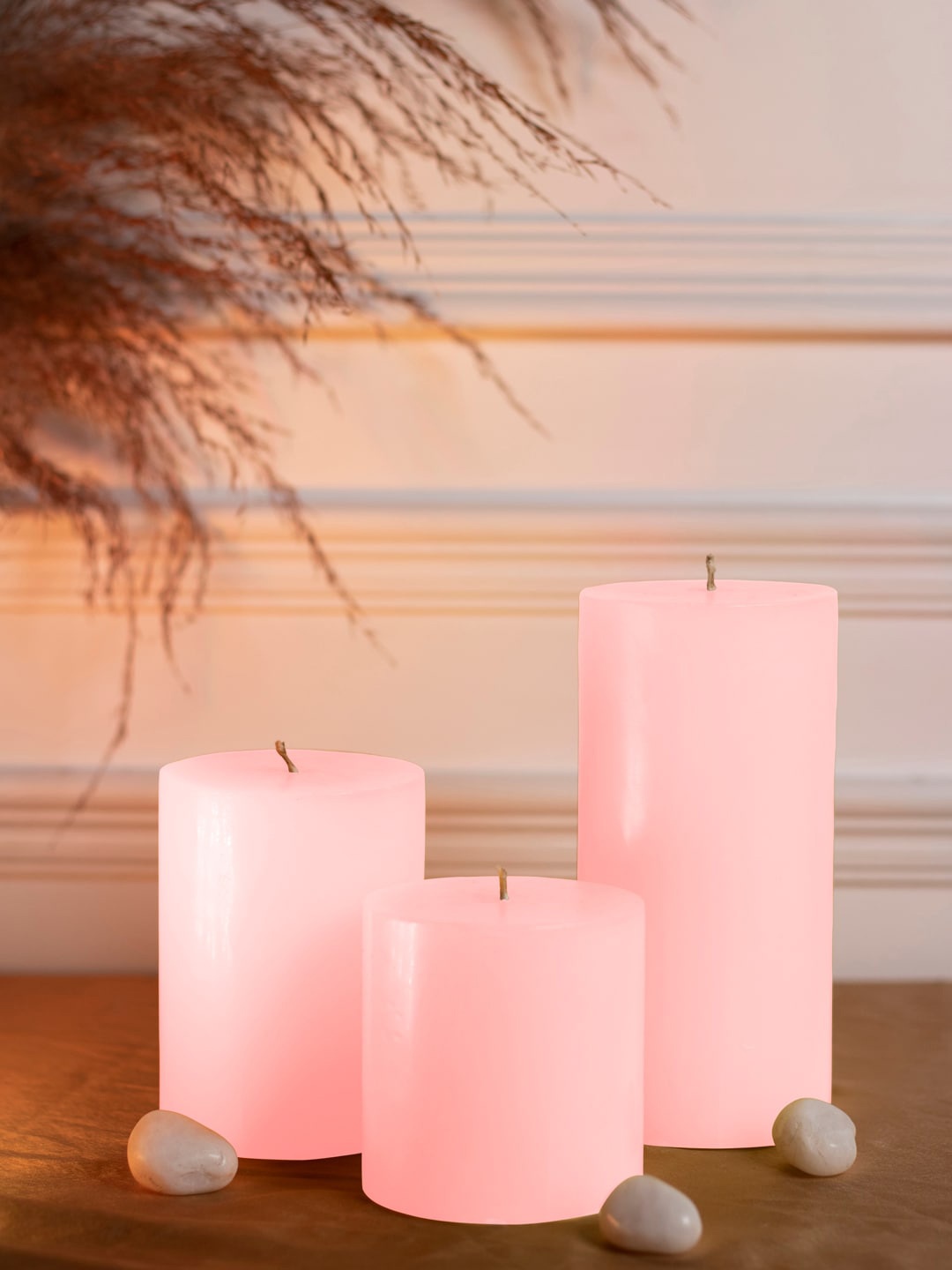 

Dhrohar Oriental Pink 3 Pieces Oriental Elegance Rose Pillar Candle