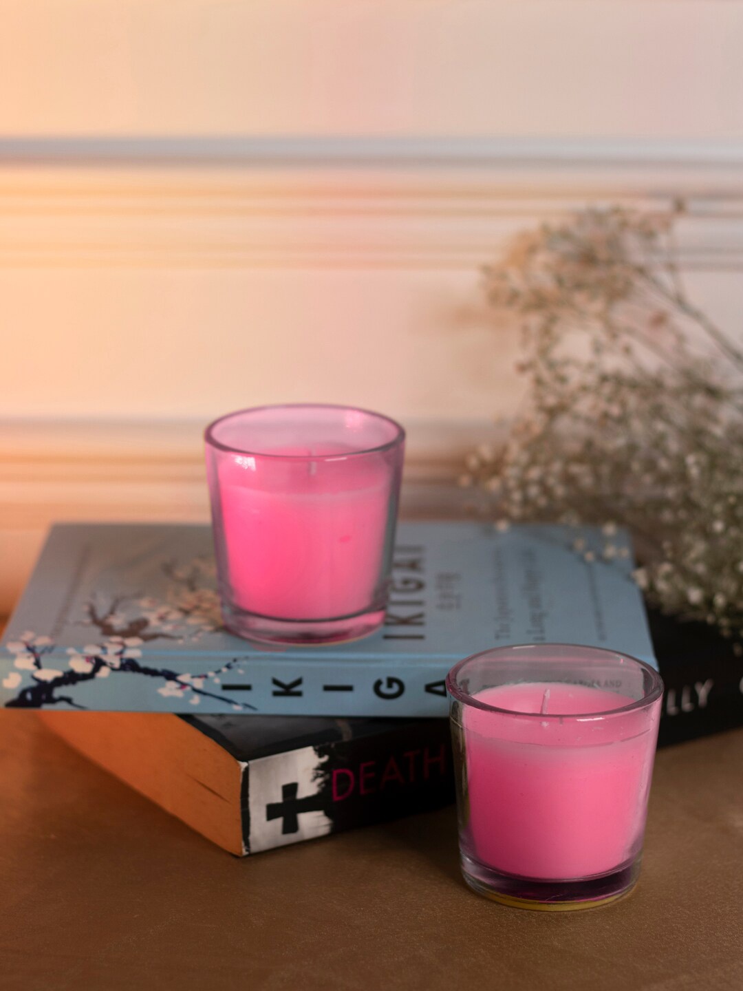 

Dhrohar Oriental Elegance 2 Pieces Transparent & Pink Glass Votive Candles