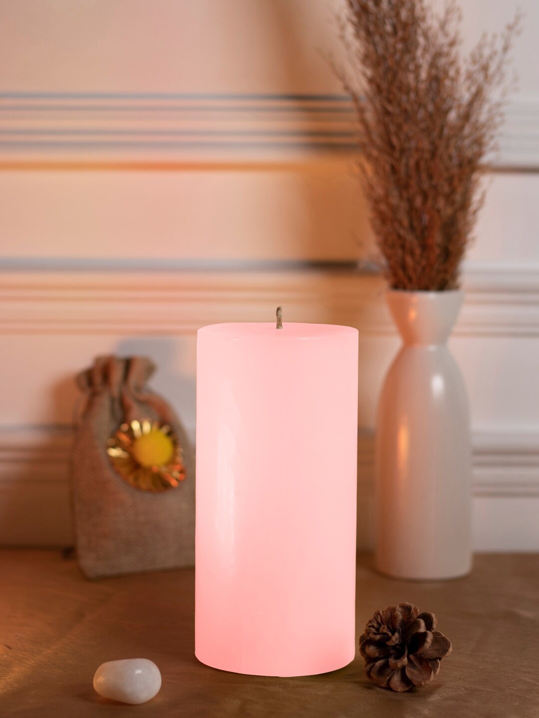 

Dhrohar Scented Oriental Elegance Pink Rose Pillar Candle