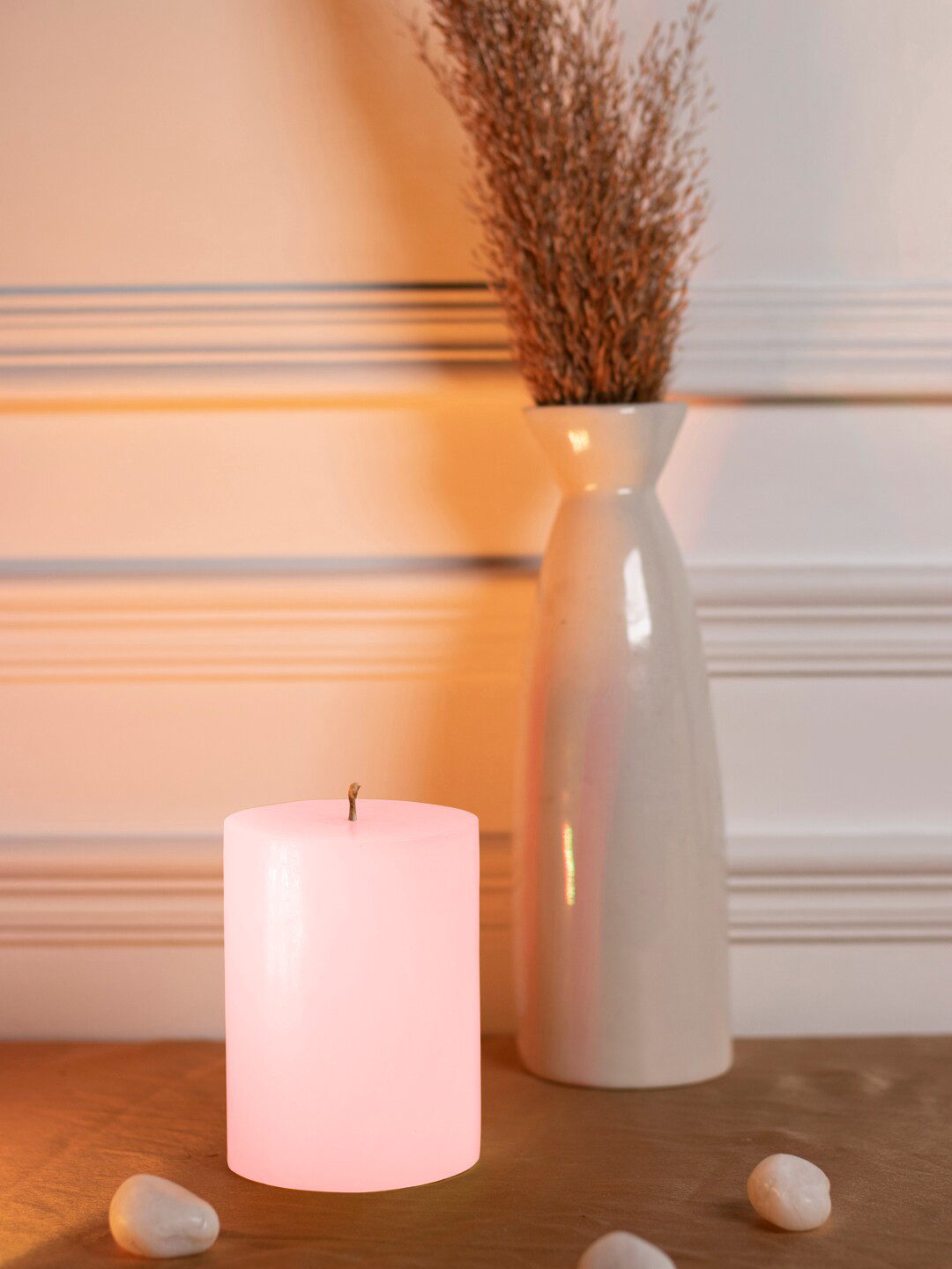 

Dhrohar Pink Oriental Scented Elegance Pink Rose Pillar Candle