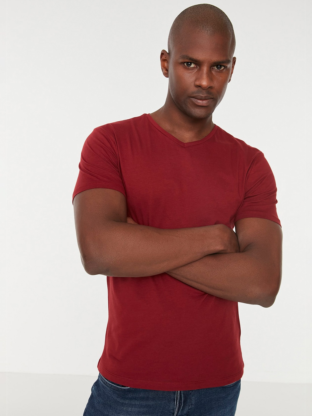 

Trendyol V-Neck Cotton Casual T-shirt, Red