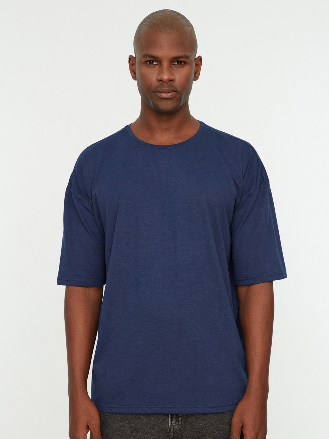 

Trendyol Drop Shoulder Sleeves Loose T-shirt, Navy blue
