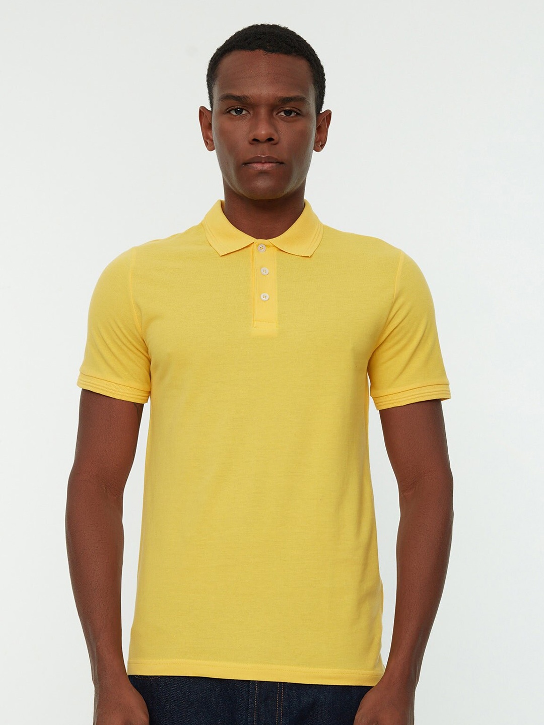 

Trendyol Polo Collar Knitted Cotton T-shirt, Yellow