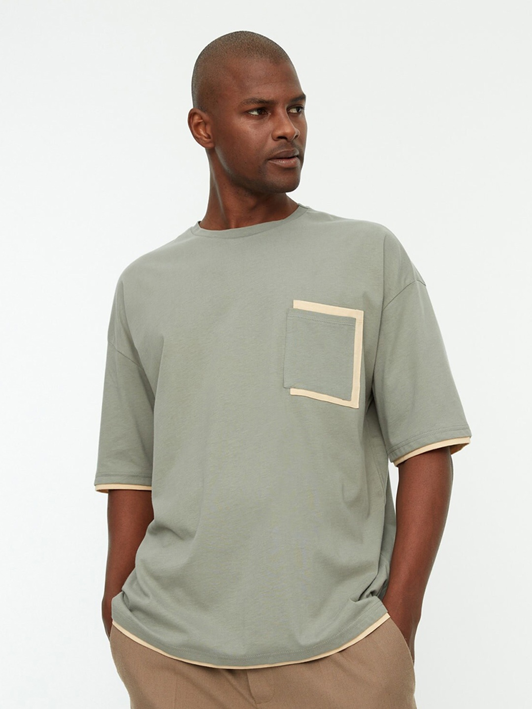 

Trendyol Drop Shoulder Sleeves Pure Cotton Loose T-shirt, Green