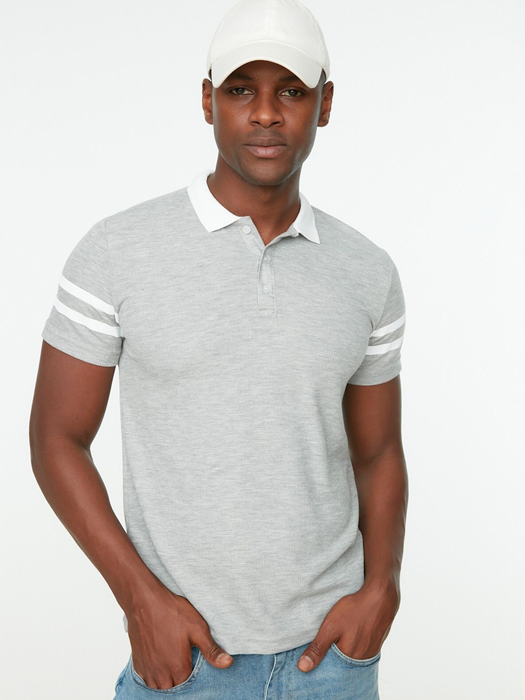 

Trendyol Polo Collar Knitted Casual T-shirt, Grey