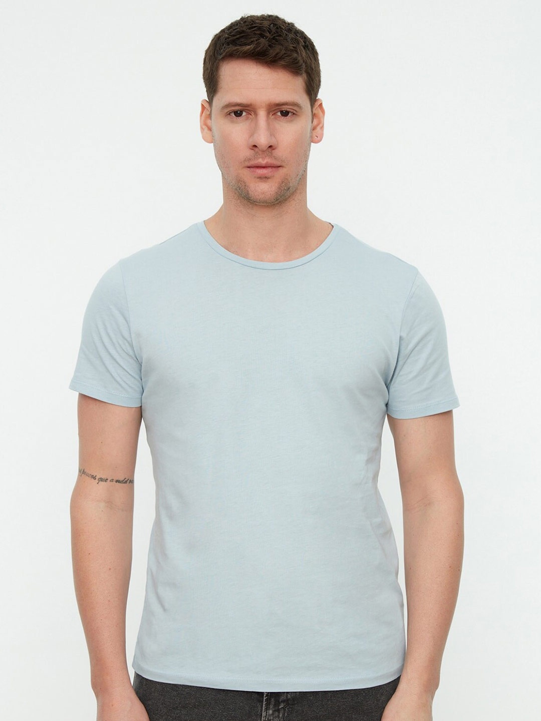 

Trendyol Round Neck Pure Cotton T-shirt, Blue