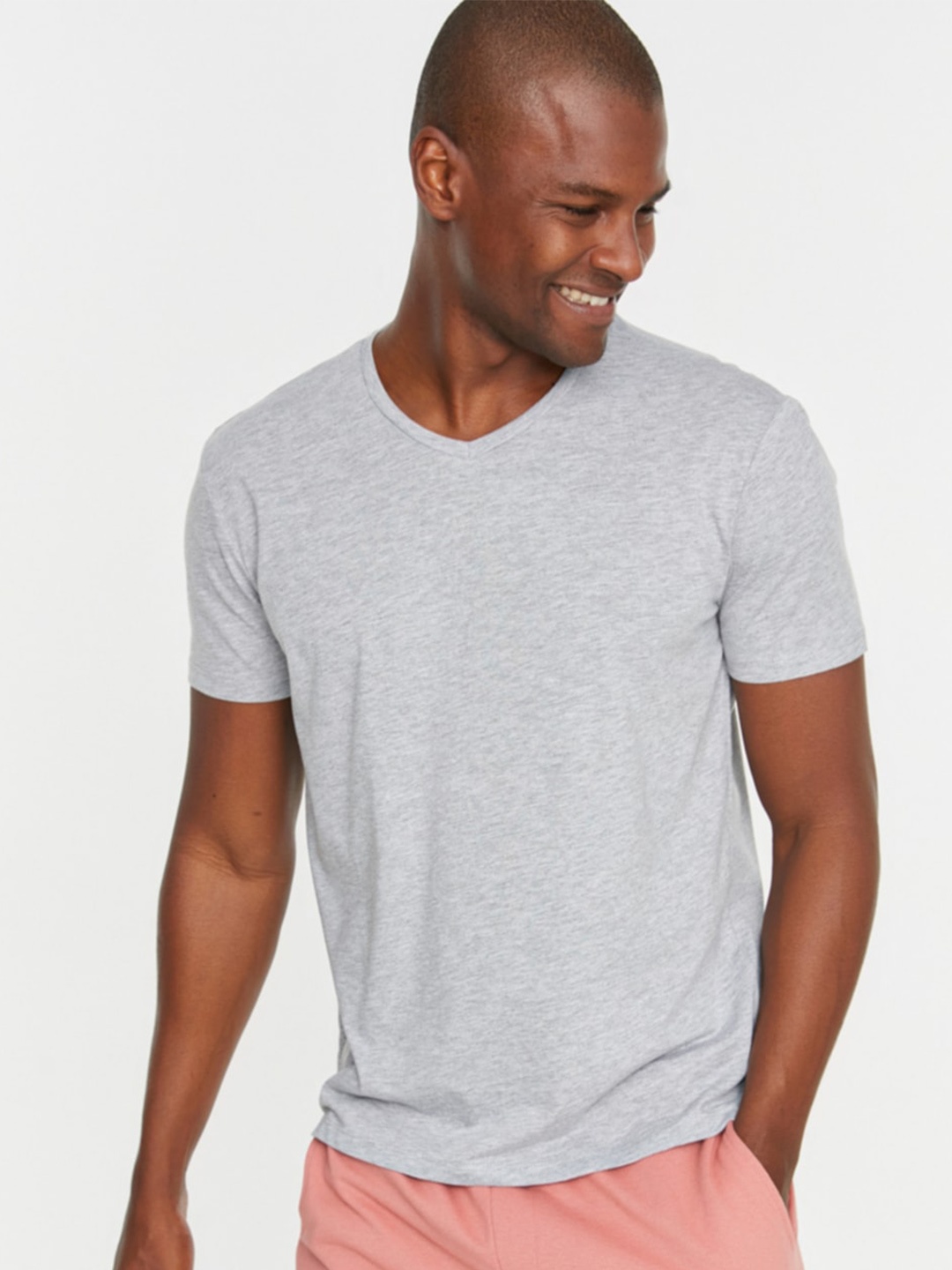 

Trendyol V-Neck Short Sleeves Pamuk T-shirt, Grey