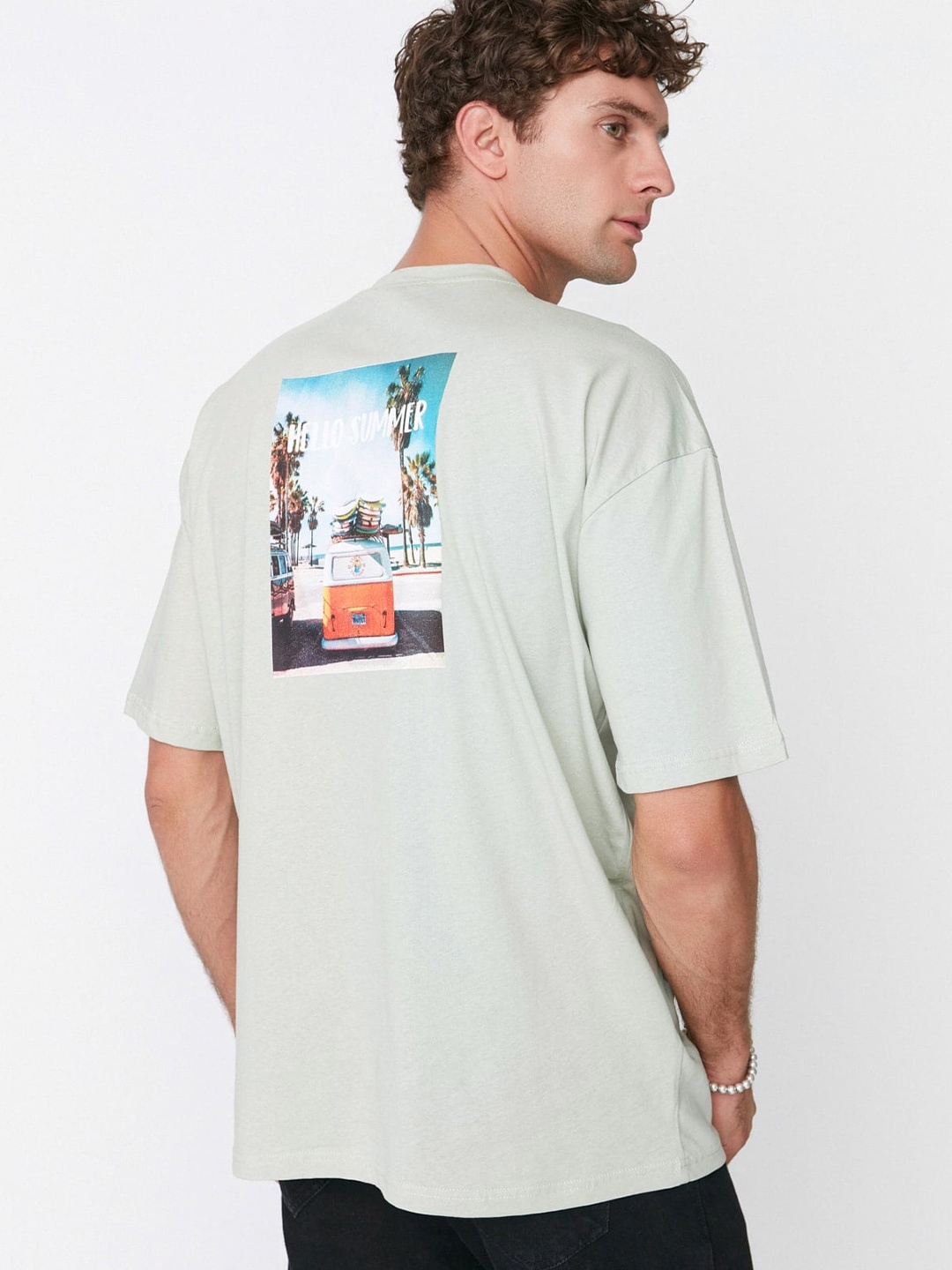 

Trendyol Graphic Printed Drop-Shoulder Pamuk T-shirt, Green
