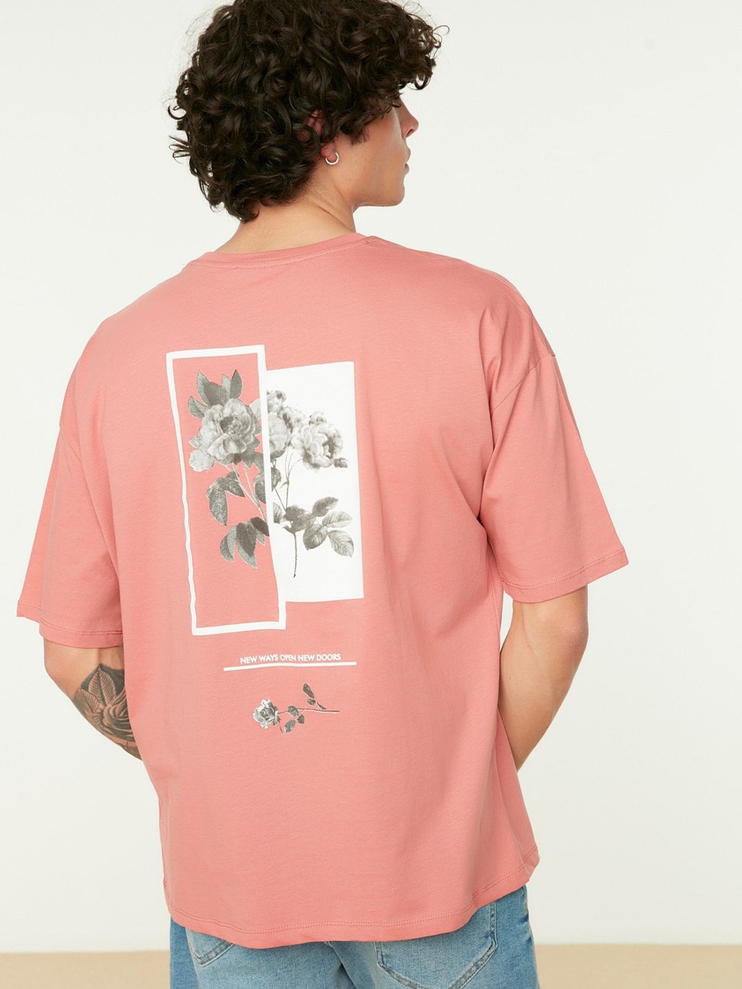 

Trendyol Floral Printed Pure Cotton T-shirt, Rose