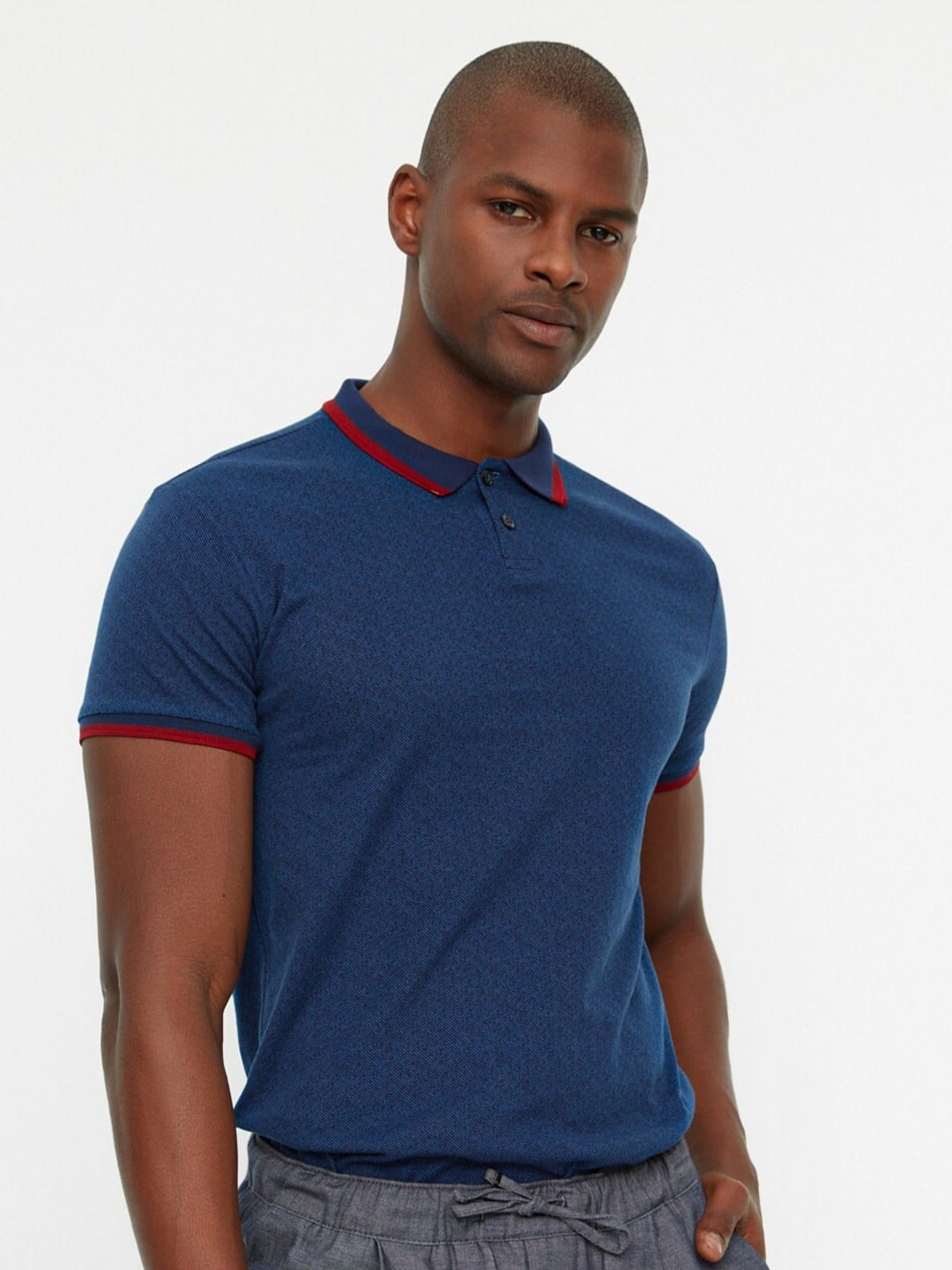 

Trendyol Polo Collar Pure Cotton T-shirt, Blue