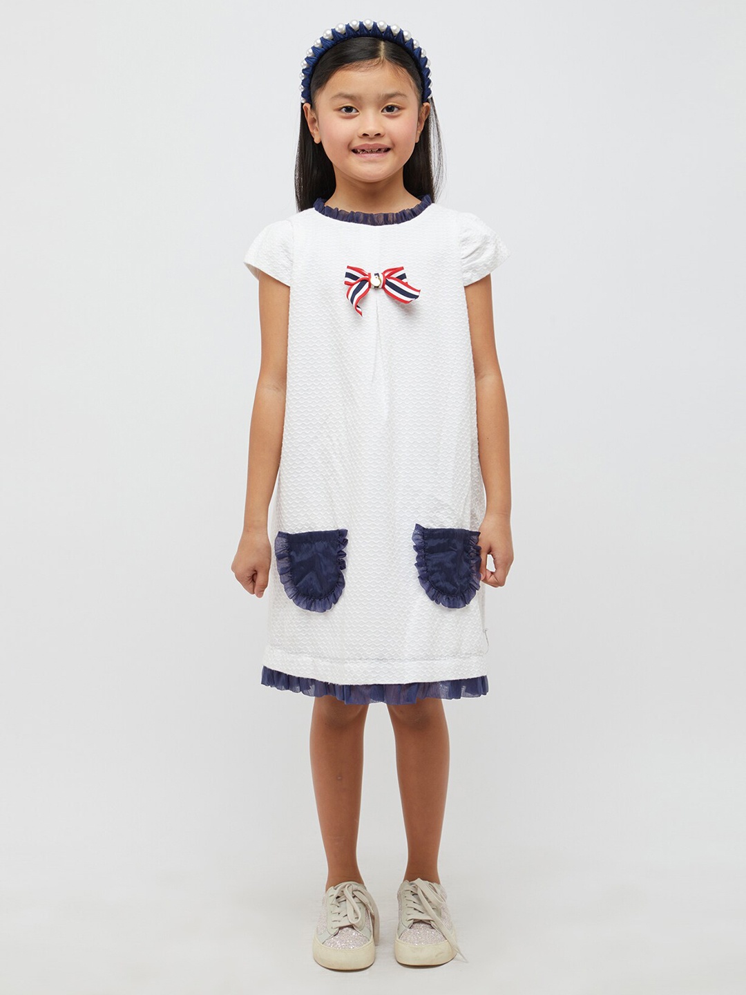 

One Friday Girls A-Line Dress With Pockets, Off white