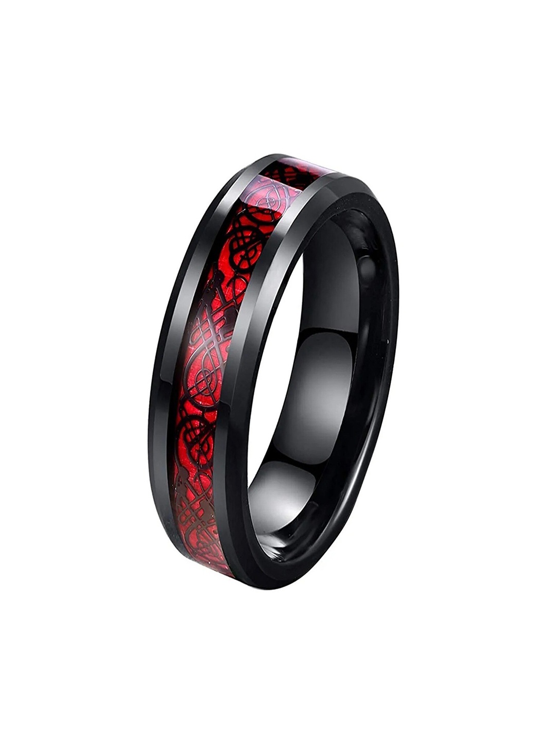 

UNIVERSITY TRENDZ Men Adjustable Crystal Finger Ring, Black