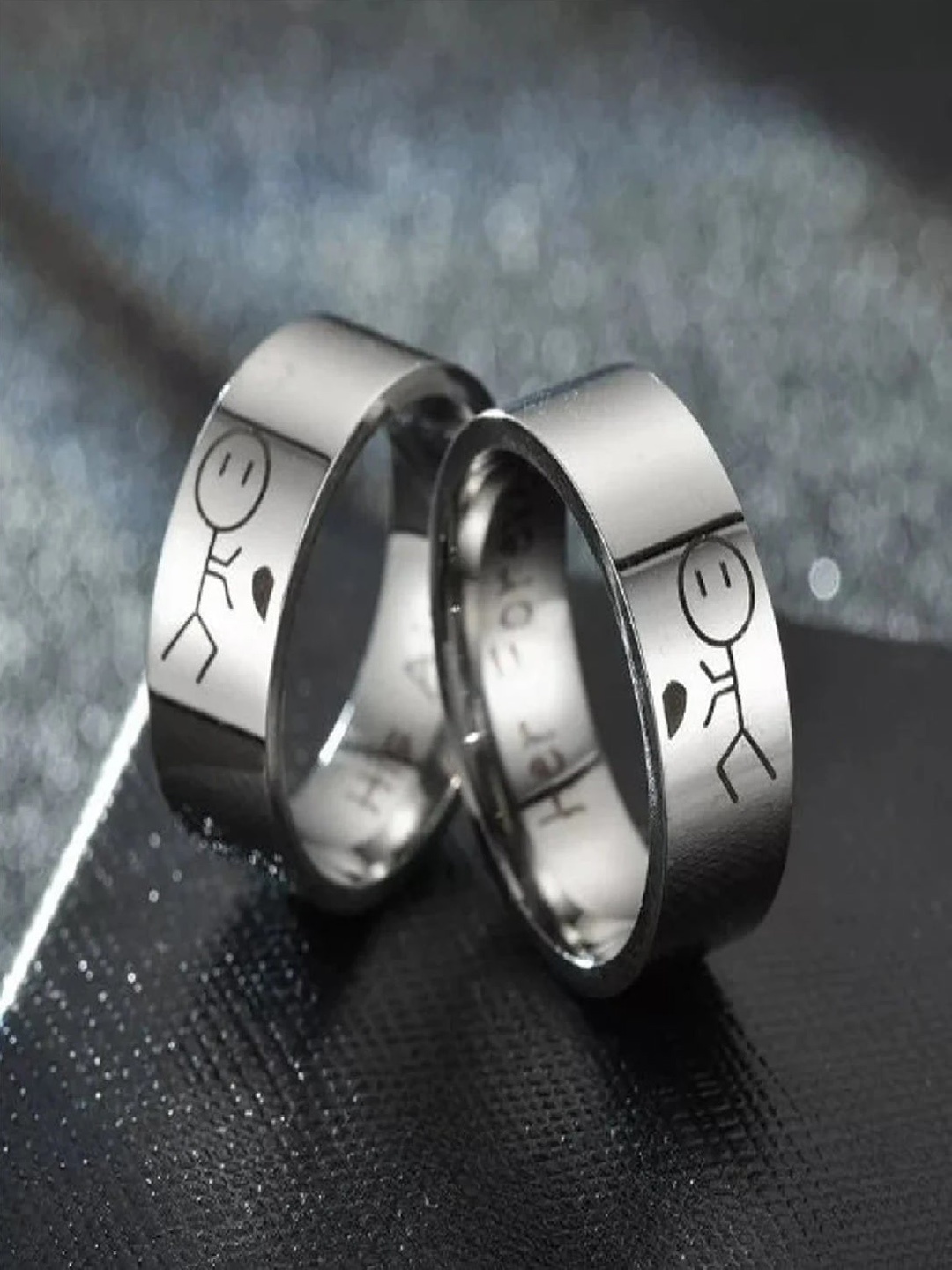 

UNIVERSITY TRENDZ Silver-Plated Promise Couple Ring Set