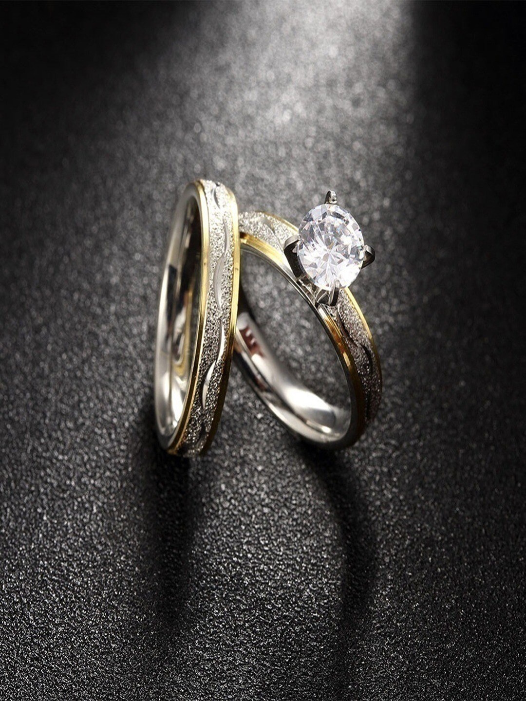 

UNIVERSITY TRENDZ Set Of 2 Gold-Plated & AD-Studded Couple Ring
