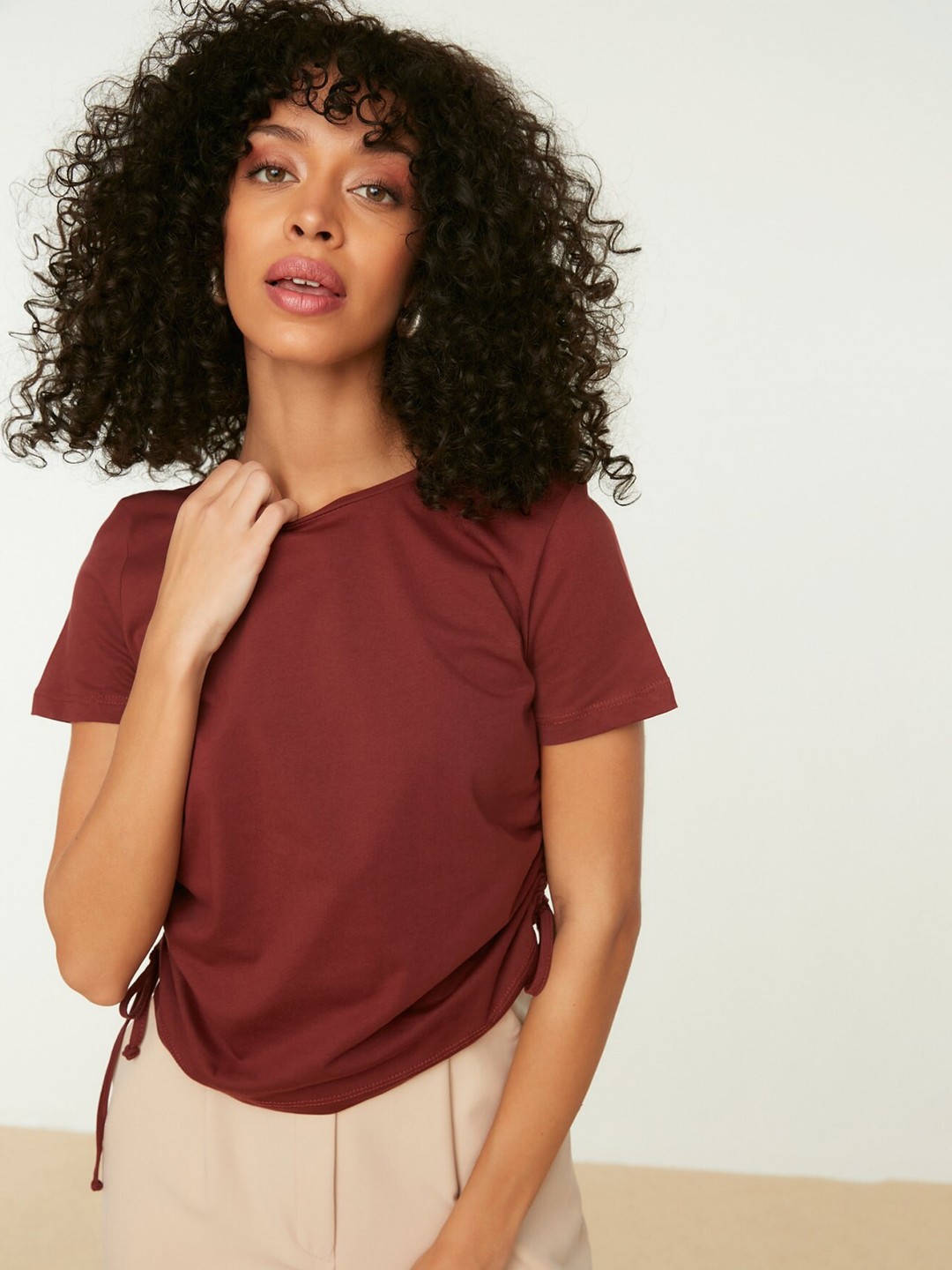 

Trendyol Round Neck Pure Cotton T-shirt, Rust