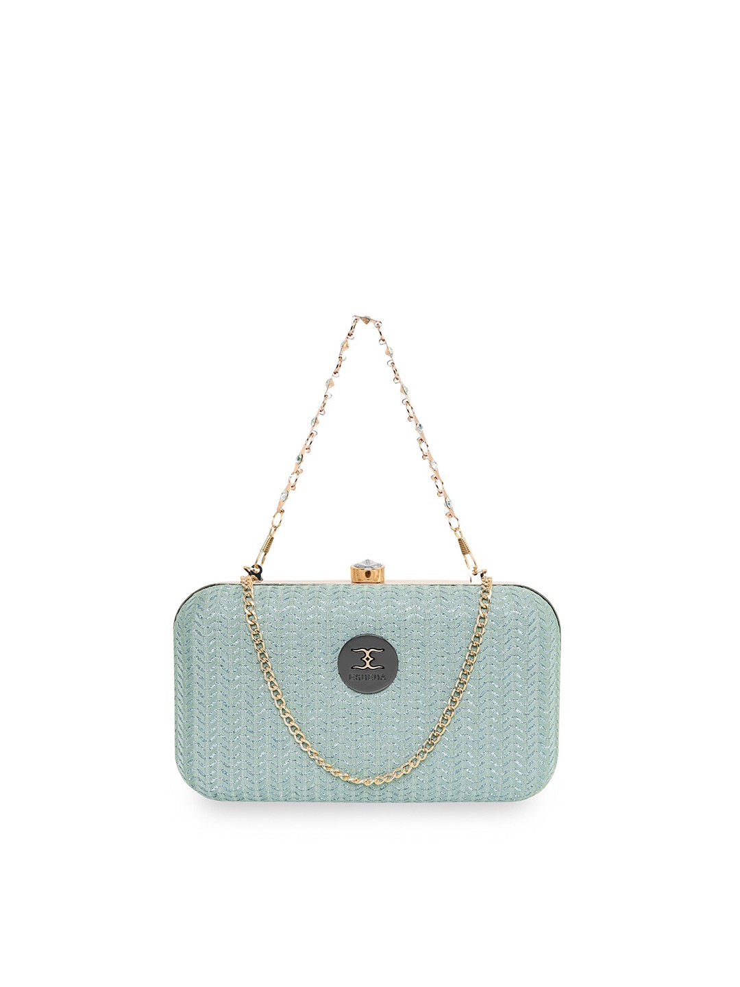 

ESBEDA Textured Box Clutch With Shoulder Strap, Green