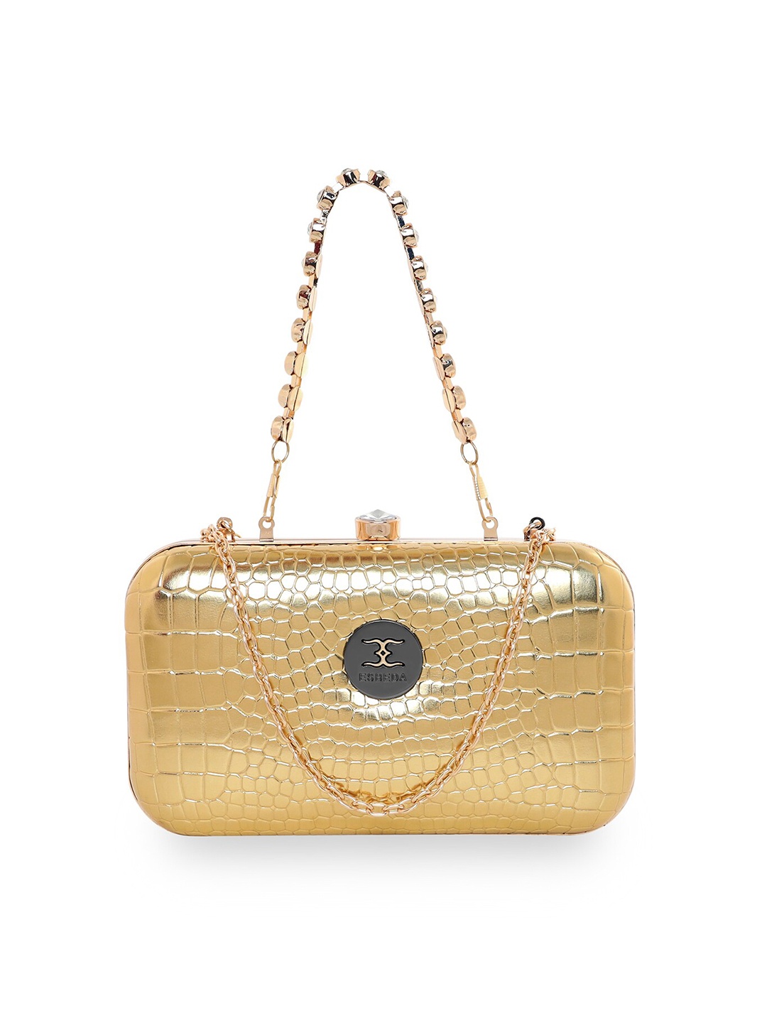 

ESBEDA Women Textured Box Clutch, Gold