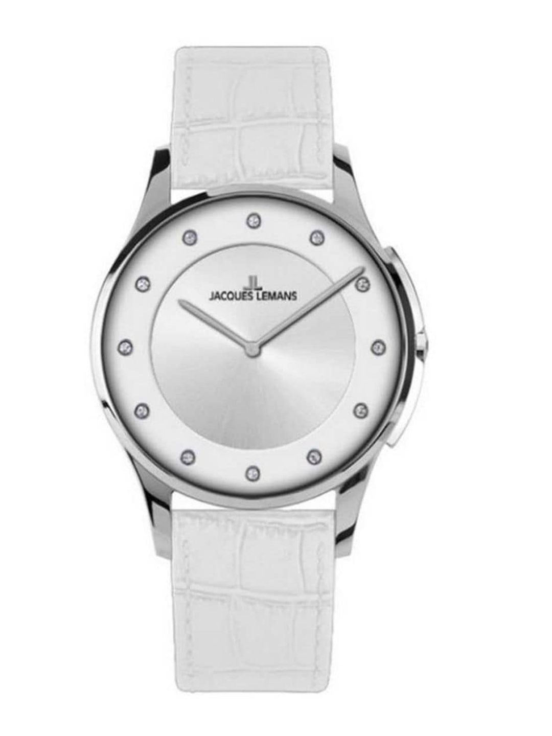 

Jacques Lemans Men Embellished Leather Straps Analogue Watch 1-1778G, Silver