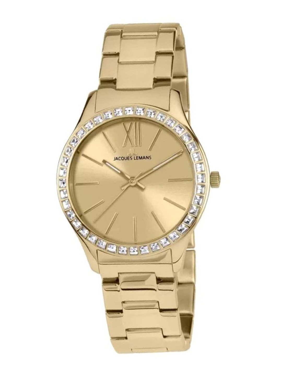 

Jacques Lemans Women Embellished Stainless Steel Bracelet Style Analogue Watch 1-1841G, Gold