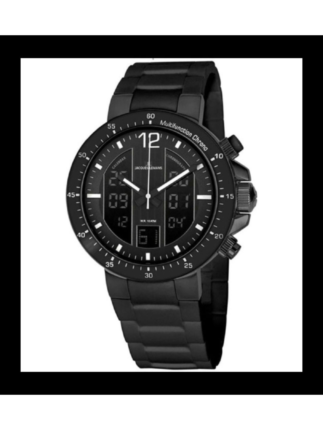 

Jacques Lemans Men Embellished Bracelet Style Straps Analogue Watch 1-1726F, Black